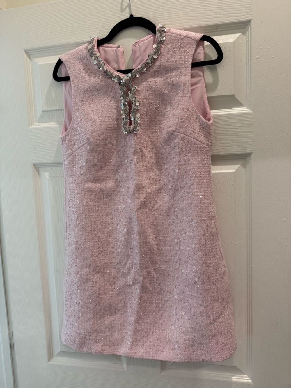 Sleeveless Embellished Pink Mini Dress